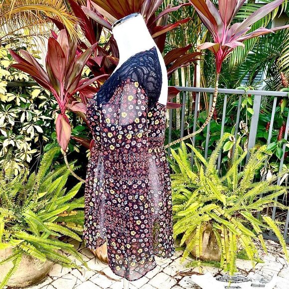 BCBGeneration Lace Yoke Bell Sleeve Top - Picture 5 of 11